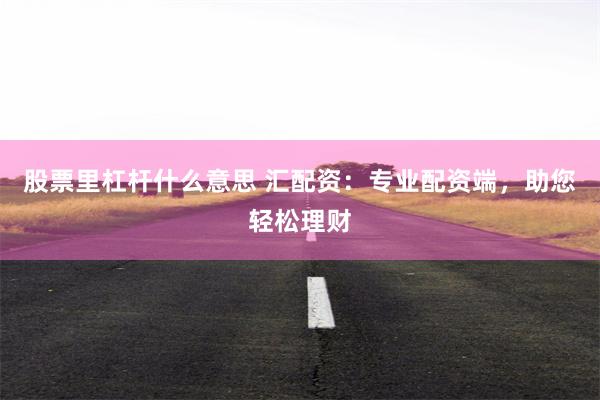 股票里杠杆什么意思 汇配资：专业配资端，助您轻松理财