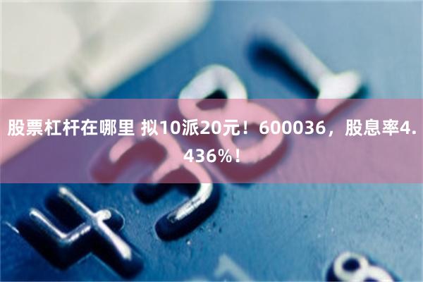 股票杠杆在哪里 拟10派20元！600036，股息率4.436%！