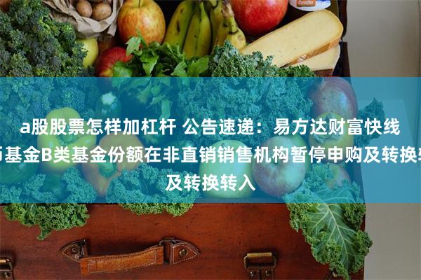 a股股票怎样加杠杆 公告速递：易方达财富快线货币基金B类基金份额在非直销销售机构暂停申购及转换转入