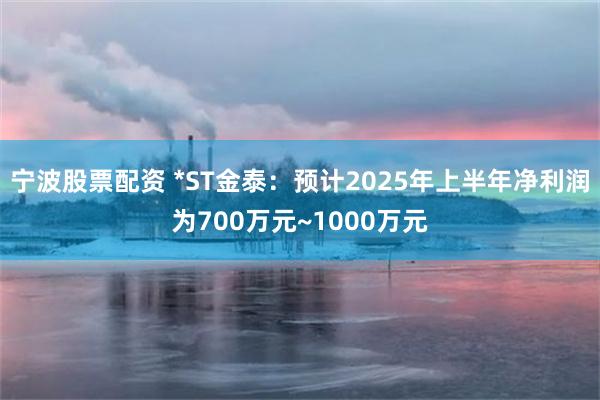 宁波股票配资 *ST金泰：预计2025年上半年净利润为700万元~1000万元