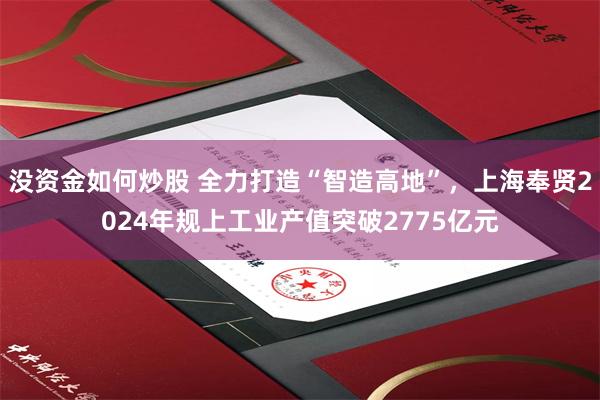 没资金如何炒股 全力打造“智造高地”,上海奉贤2024年规上工业产值突破2775亿元